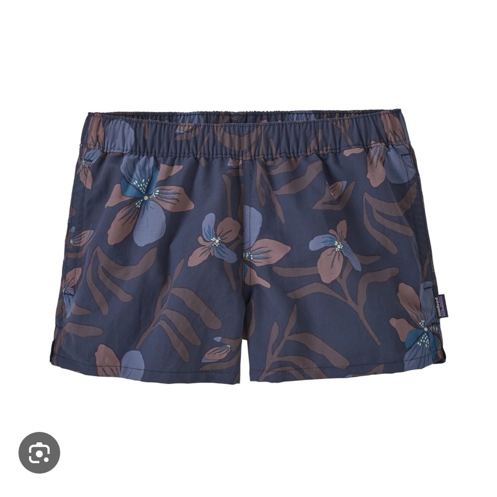 Patagonia Barely Baggies Blue and Brown Floral Board Shorts